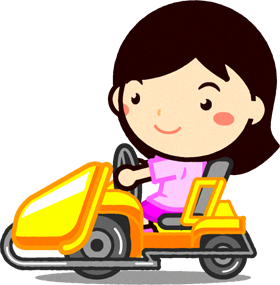 ゴーカートで遊ぶ子供のイラスト/女の子