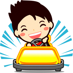 ゴーカートで遊ぶ子供のイラスト/爆走する男の子