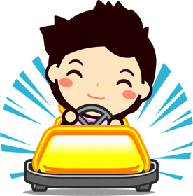 ゴーカートで遊ぶ子供のイラスト/爆走する女の子