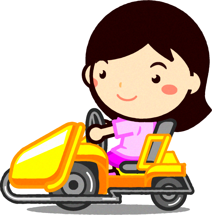 ゴーカートで遊ぶ子供のイラスト/女の子