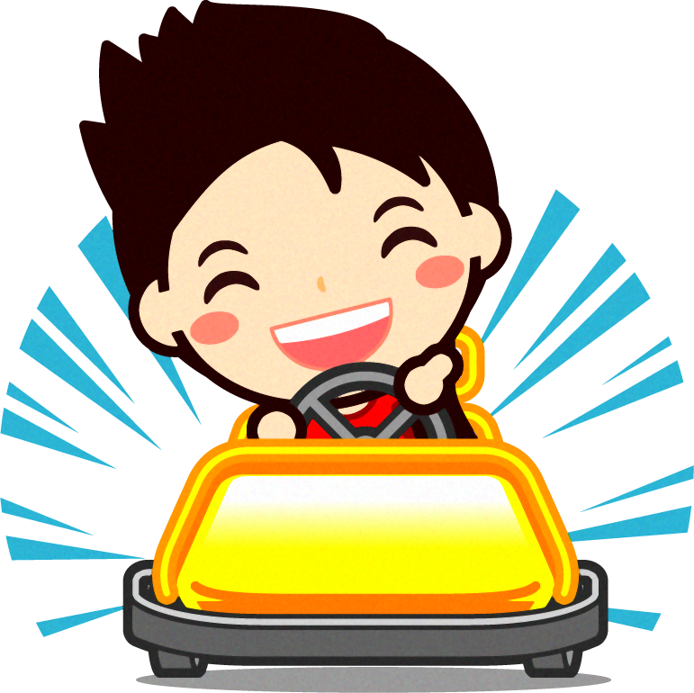 ゴーカートで遊ぶ子供のイラスト/爆走する男の子