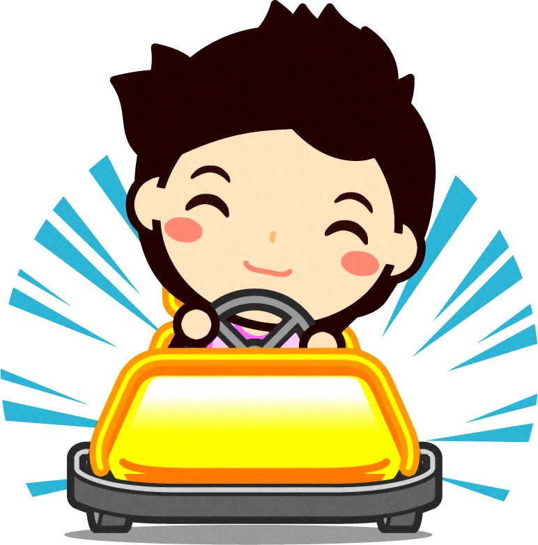 ゴーカートで遊ぶ子供のイラスト/爆走する女の子