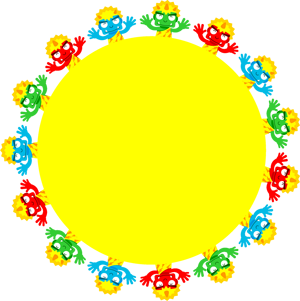 笑っている鬼の飾り罫イラスト