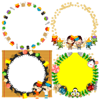 2月節分の飾り罫イラスト