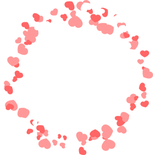 ハート飾り罫イラスト/3色