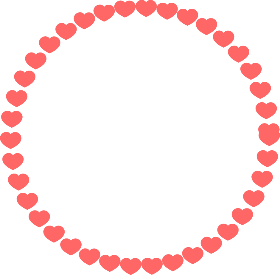 ピンクのハート飾り罫イラスト