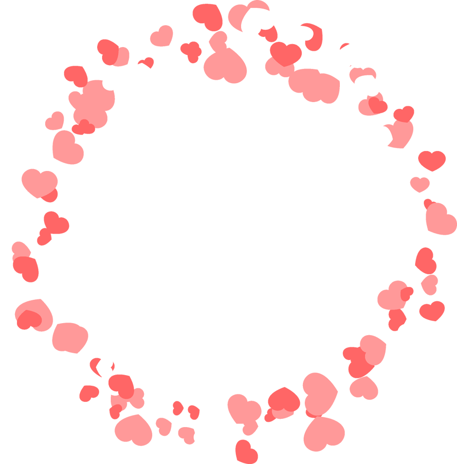 ハート飾り罫イラスト/3色