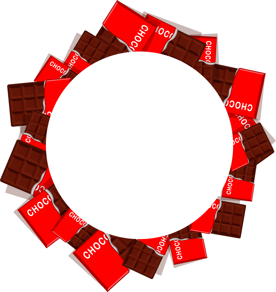 剥いた板チョコ飾り罫イラスト