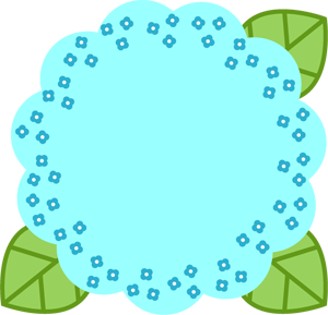 紫陽花の飾り罫イラスト/水色