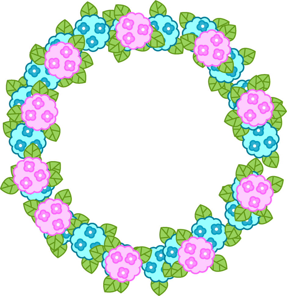 紫陽花の飾り罫イラスト