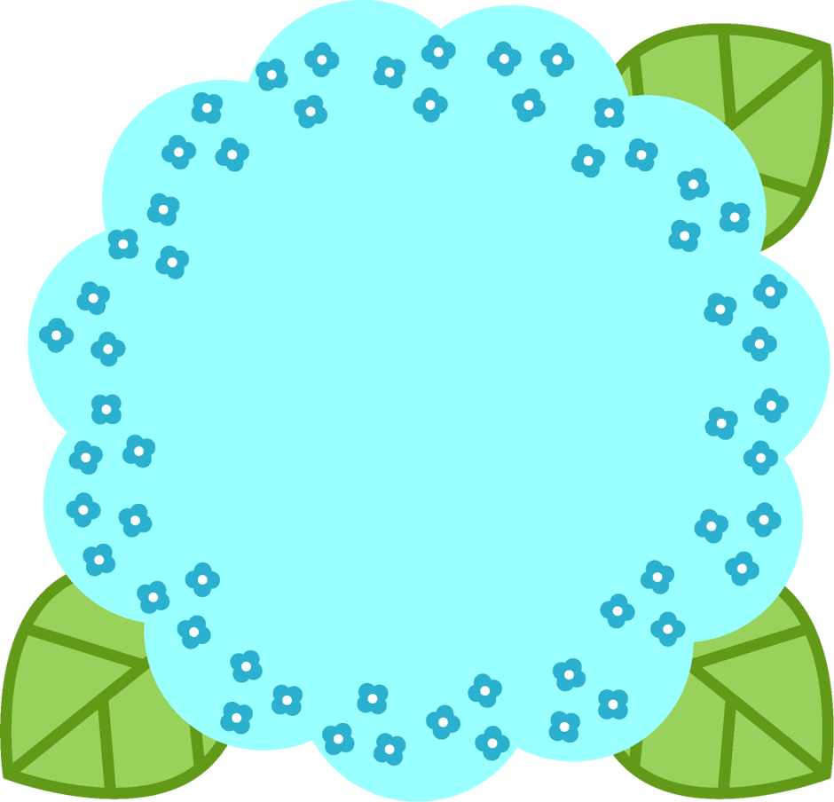 紫陽花の飾り罫イラスト/水色