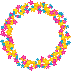 星の飾り罫イラスト/3色