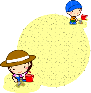 潮干狩りの飾り罫イラスト