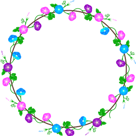 朝顔の飾り罫イラスト/3色