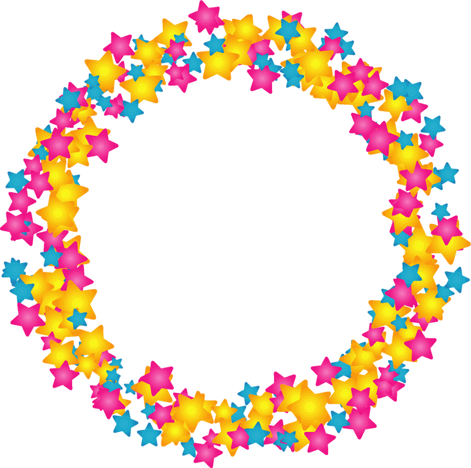 星の飾り罫イラスト/3色