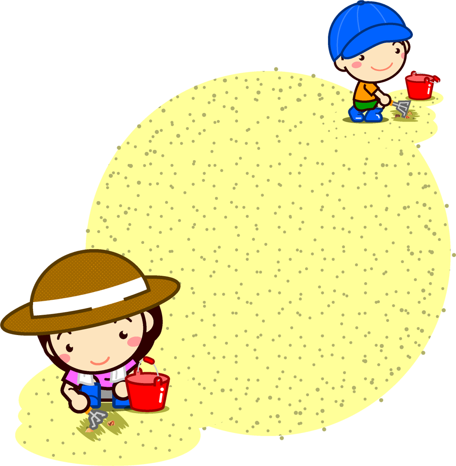 潮干狩りの飾り罫イラスト