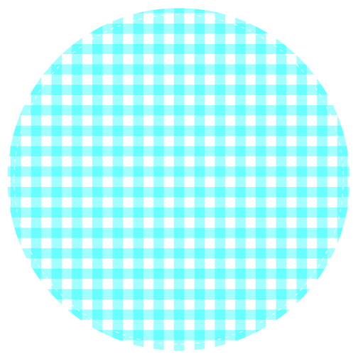 水色の円形のチェック模様飾り罫イラスト