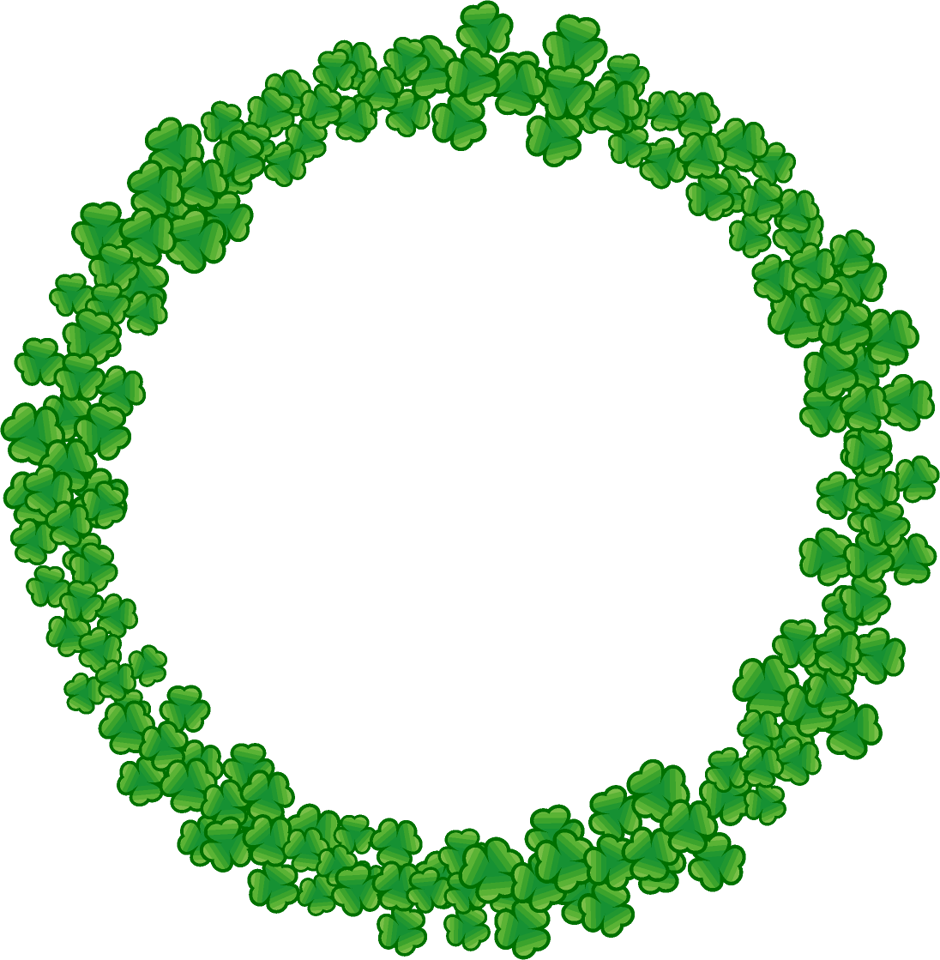 たくさんのクローバーの飾り罫イラスト