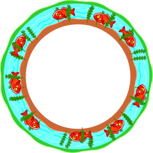 金魚飾り罫イラスト