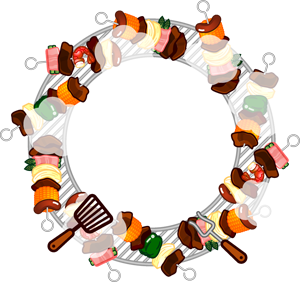 バーベキュー飾り罫イラスト/BBQ