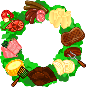 バーベキュー食材飾り罫イラスト/BBQ