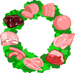 肉類飾り罫イラスト