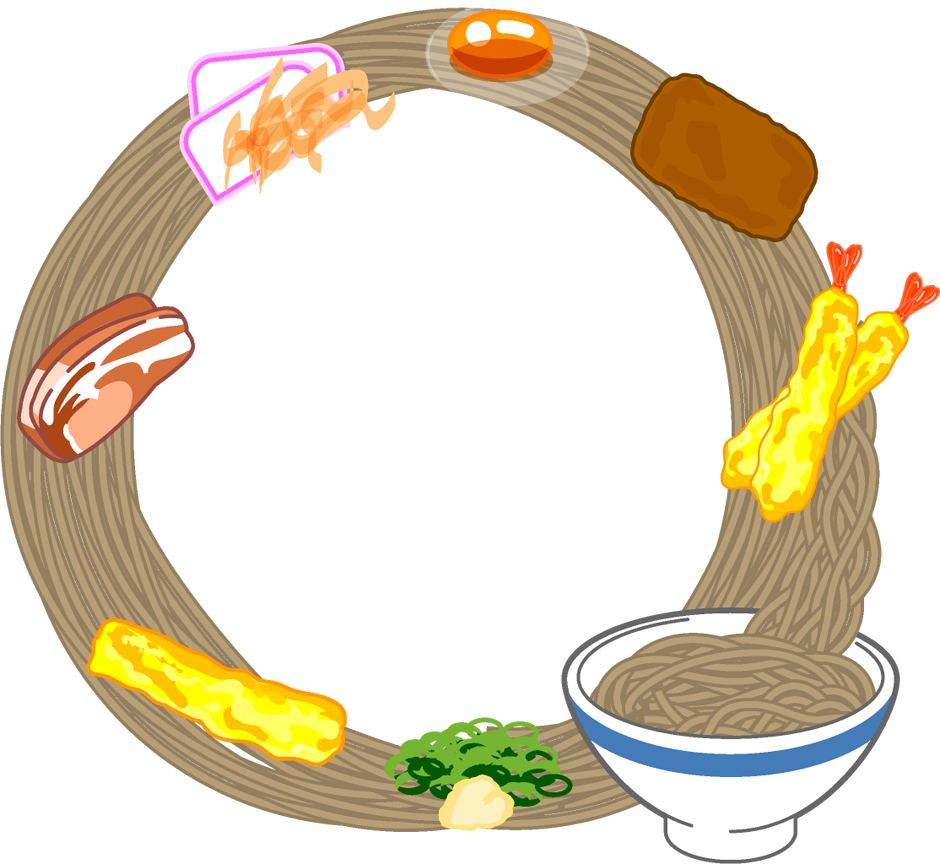 蕎麦飾り罫イラスト