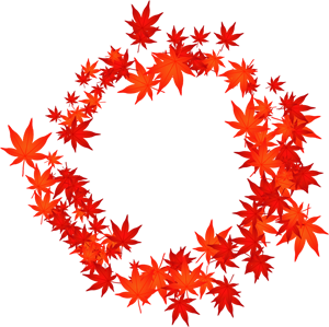 たくさんの赤い紅葉の飾り罫イラスト