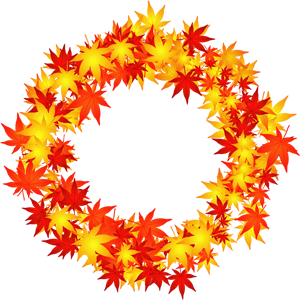 赤と黄色の紅葉の飾り罫イラスト