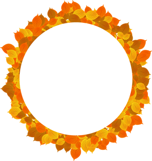 紅葉した落ち葉の飾り罫イラスト