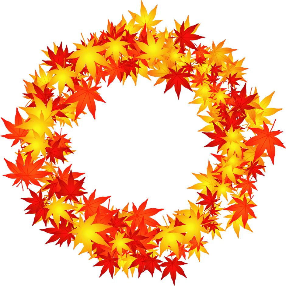 赤と黄色の紅葉の飾り罫イラスト