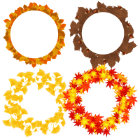 落ち葉の飾り罫イラスト