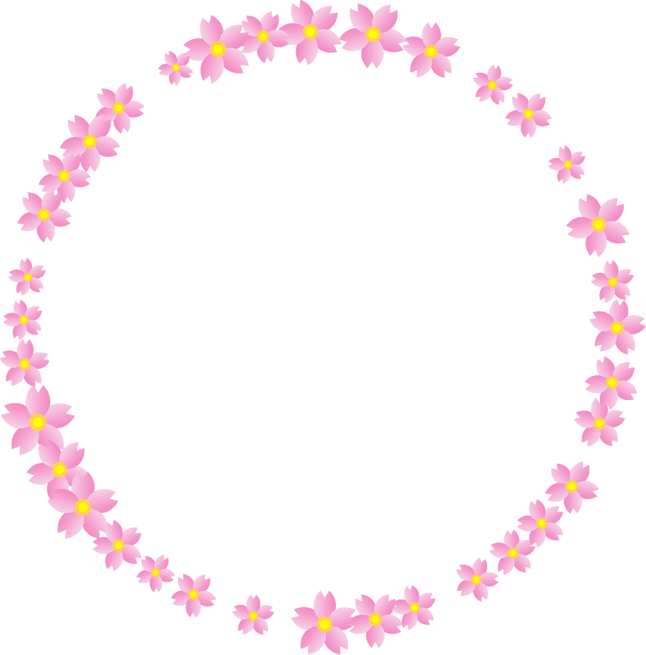 桜の花が少なめの飾り罫イラスト