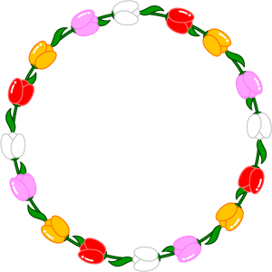 チューリップ飾り罫イラスト