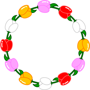 大きいチューリップ飾り罫イラスト