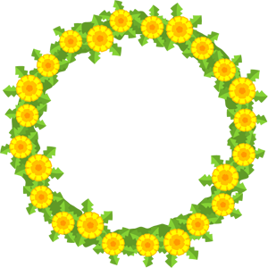 タンポポの花飾り罫イラスト