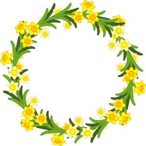 水仙の花飾り罫イラスト