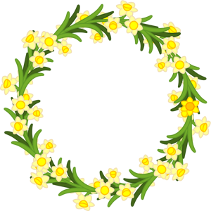 白色の水仙の花飾り罫イラスト