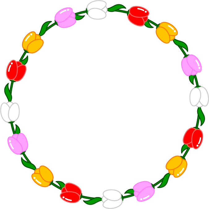 チューリップ飾り罫イラスト