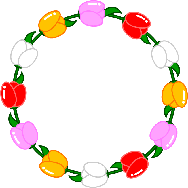 大きいチューリップ飾り罫イラスト