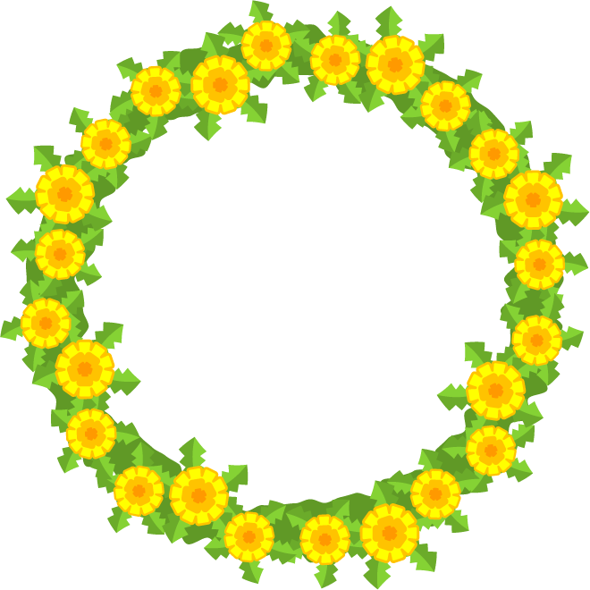 タンポポの花飾り罫イラスト