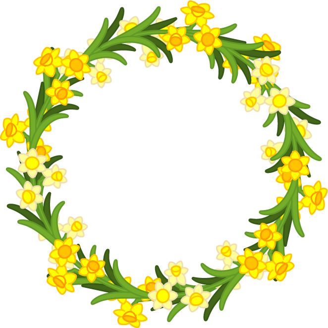 水仙の花飾り罫イラスト