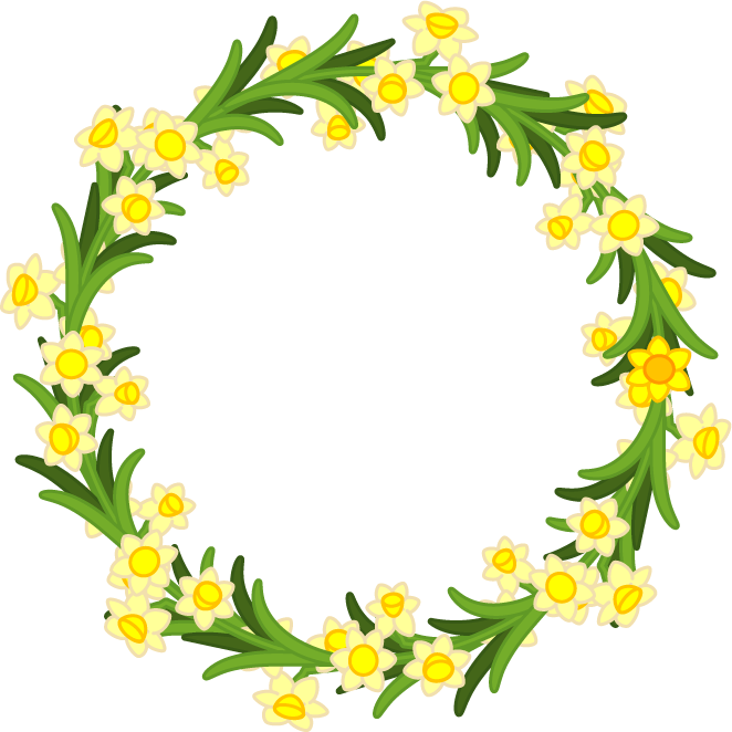 白色の水仙の花飾り罫イラスト