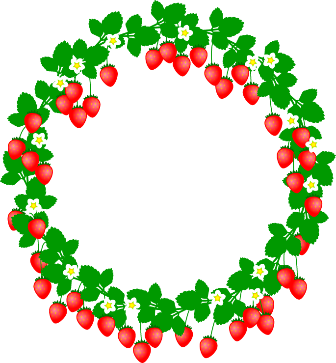 苺飾り罫イラスト