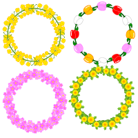 春の花飾り罫イラスト