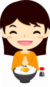 卵かけご飯をいただきますイラスト/女の子