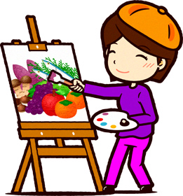 キャンバスに絵を描く女性イラスト