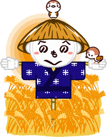 案山子のイラスト/スズメ