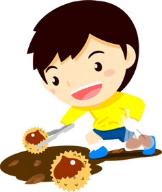 栗拾いイラスト/男の子