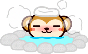 温泉に入るサル